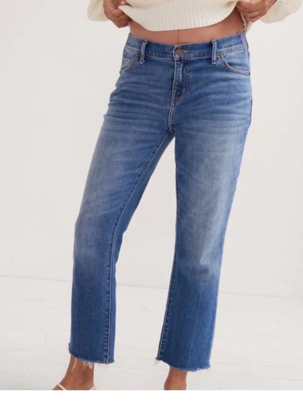 HATCH Collection The Under the Bump Crop Maternity Jean Raw Hem